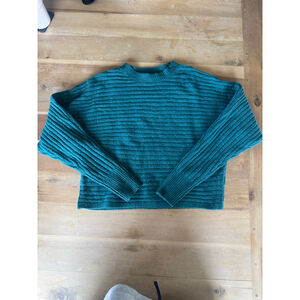 Pink Rose Teal Ribbed Crew Neck Sweater Women's S